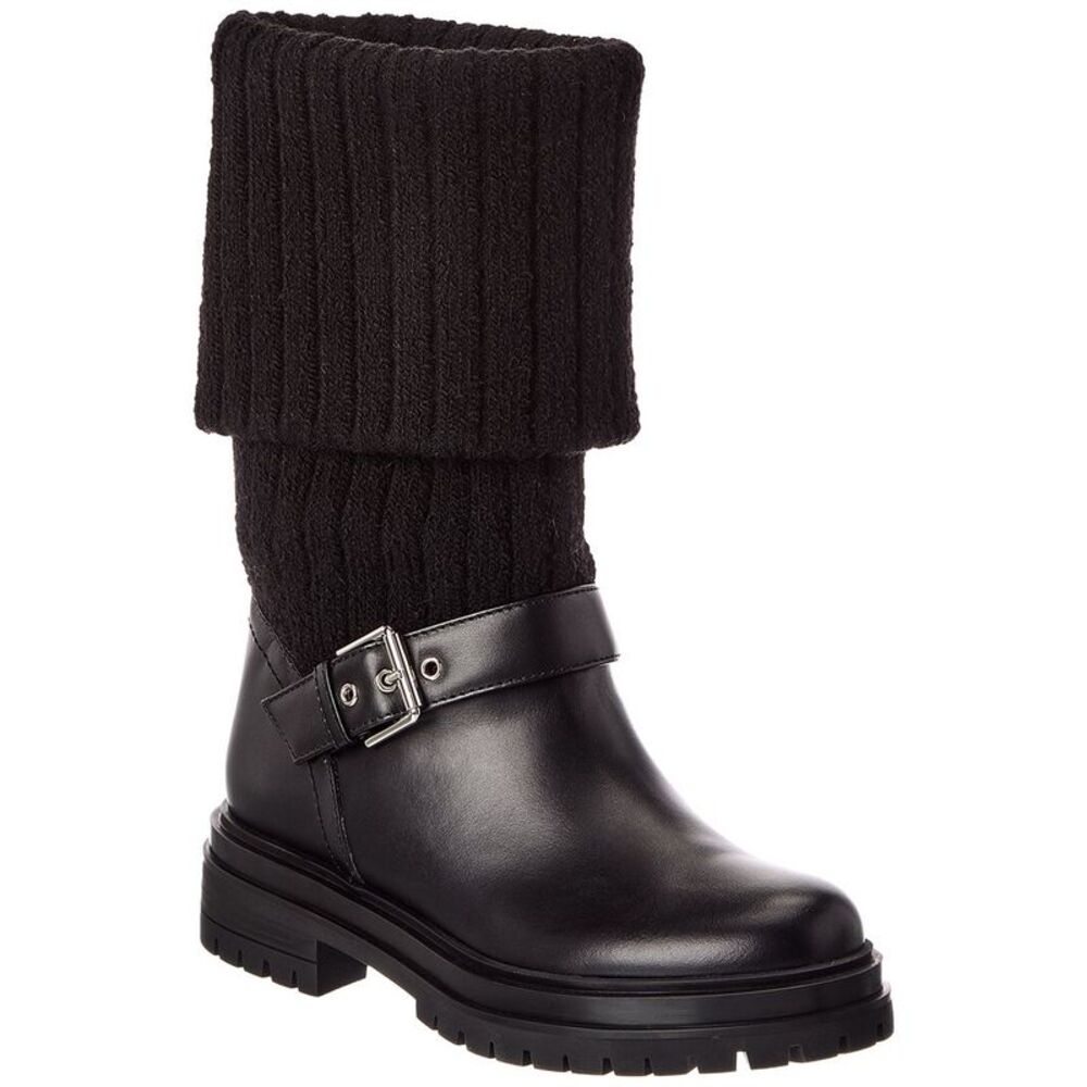 Gianvito Rossi Thurso 20 Knit & Leather Boot, Black